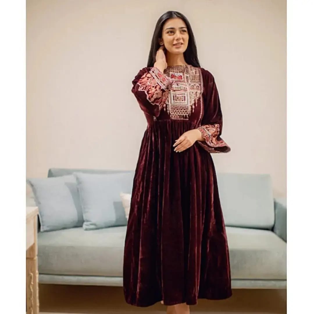 Maroon Velvet Maxi