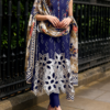 Navy Blue Stitched  Embroidered  3-PC Lawn