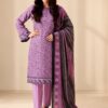 Deep Purple  Stitched  Embroidered  3-PC Lawn