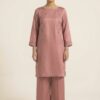 Champagne-plum-border-silk-suit