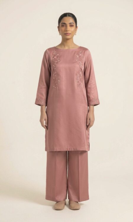 Champagne-plum-border-silk-suit